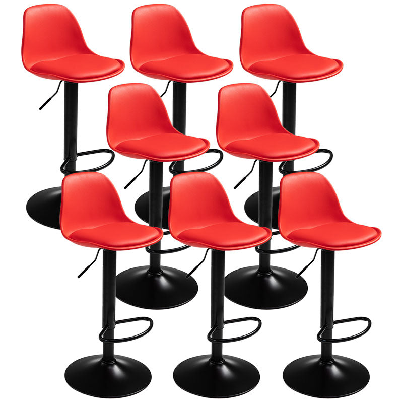 Contemporary Metal Barstool Low Back Faux Leather Cushion Footrest Stool