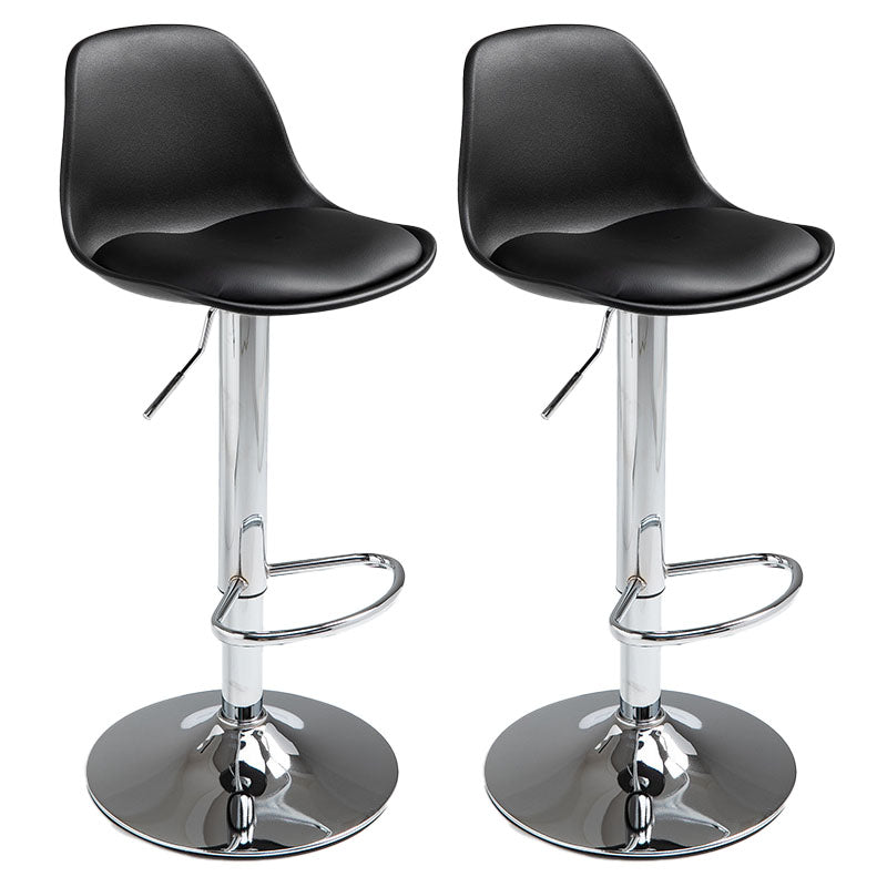 Contemporary Metal Barstool Low Back Faux Leather Cushion Footrest Stool