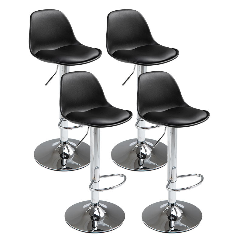 Contemporary Metal Barstool Low Back Faux Leather Cushion Footrest Stool