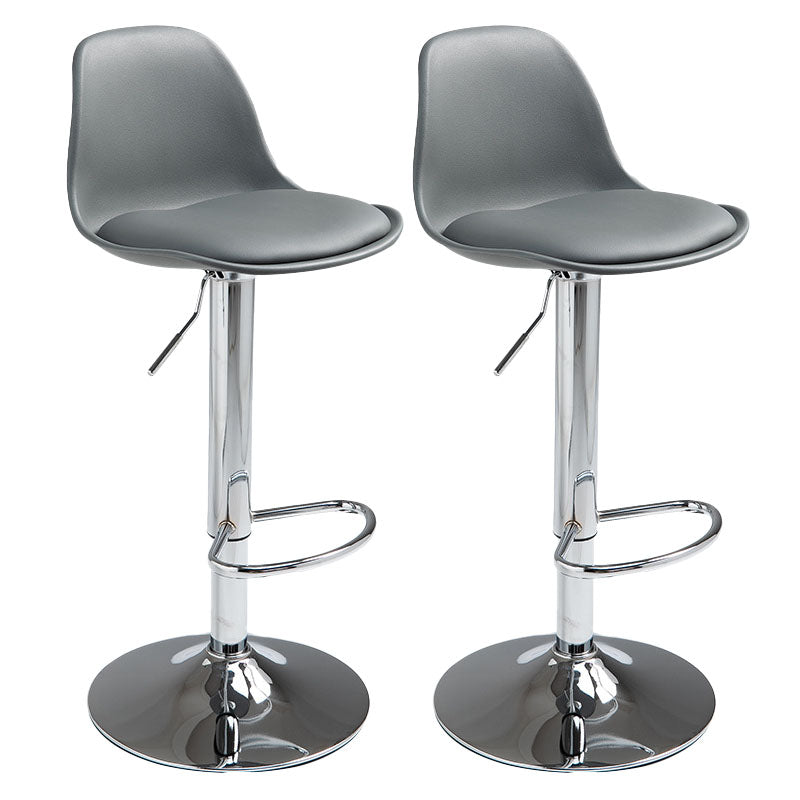 Contemporary Metal Barstool Low Back Faux Leather Cushion Footrest Stool