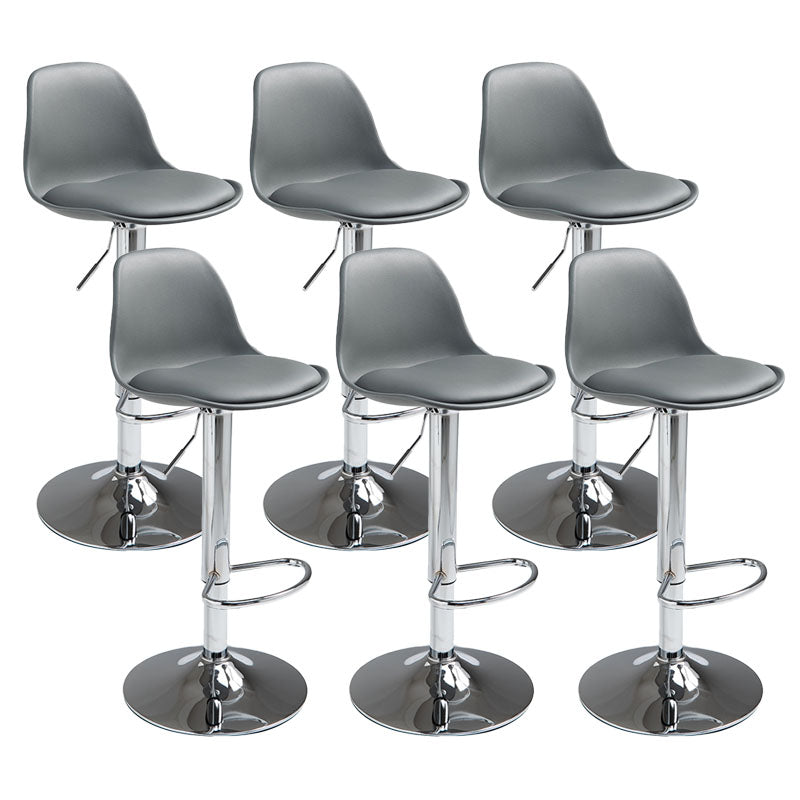 Contemporary Metal Barstool Low Back Faux Leather Cushion Footrest Stool