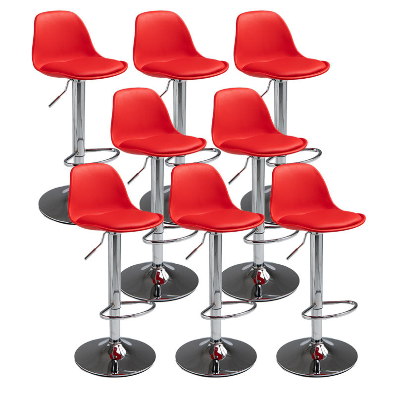 Contemporary Metal Barstool Low Back Faux Leather Cushion Footrest Stool