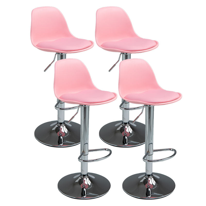 Contemporary Metal Barstool Low Back Faux Leather Cushion Footrest Stool