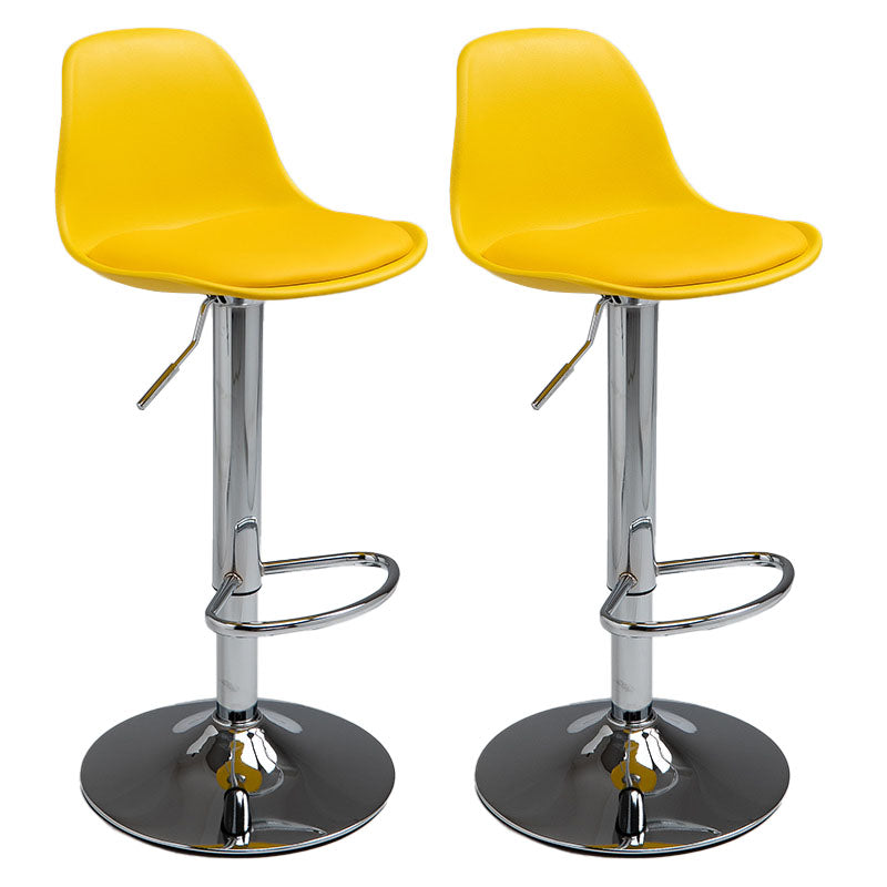 Contemporary Metal Barstool Low Back Faux Leather Cushion Footrest Stool