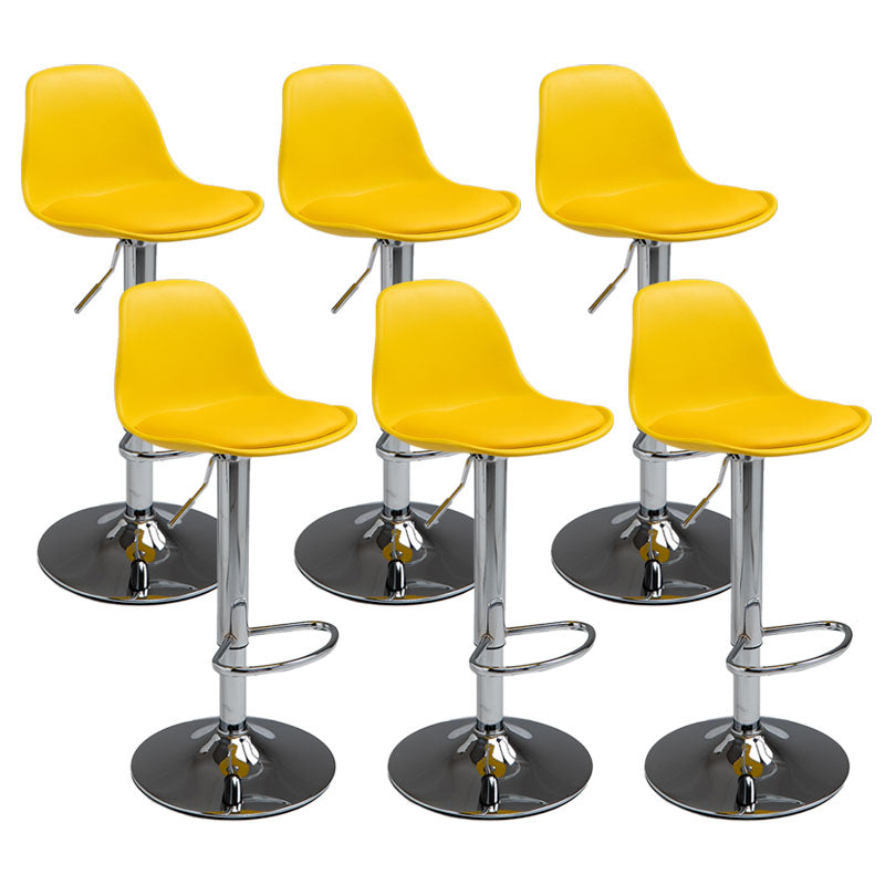 Contemporary Metal Barstool Low Back Faux Leather Cushion Footrest Stool