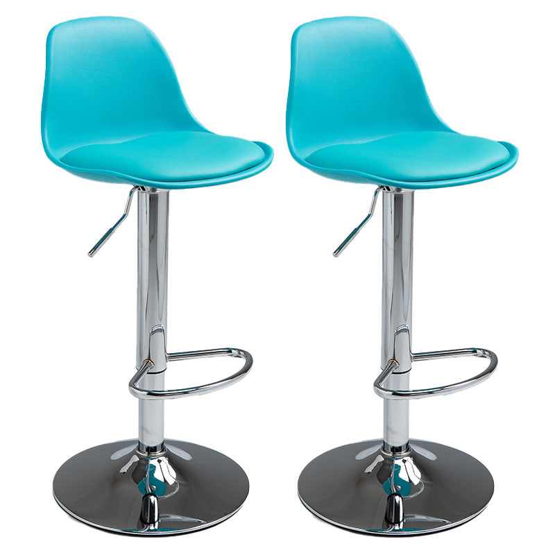 Contemporary Metal Barstool Low Back Faux Leather Cushion Footrest Stool