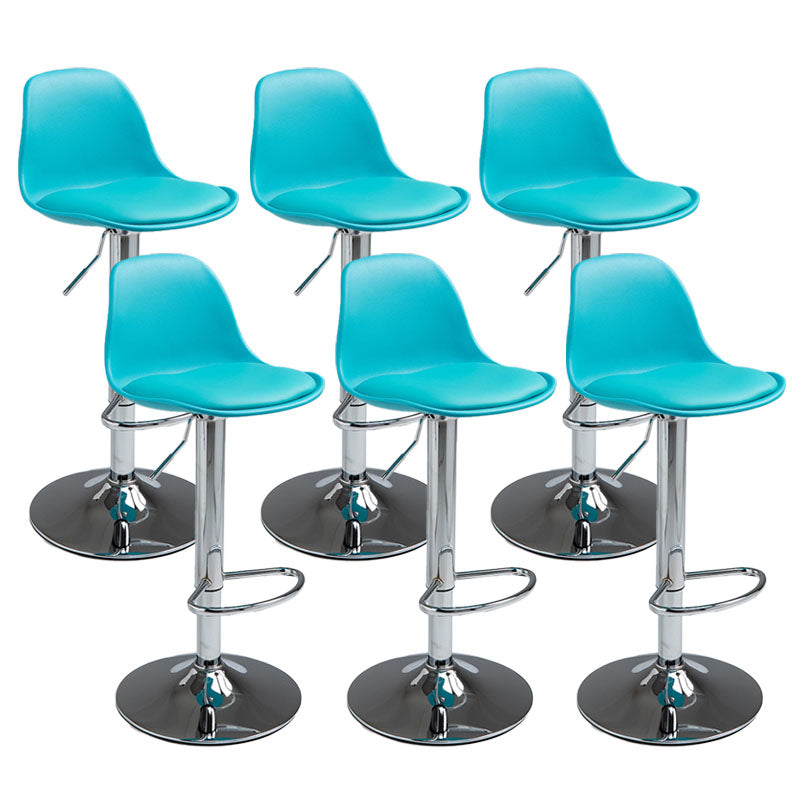 Contemporary Metal Barstool Low Back Faux Leather Cushion Footrest Stool