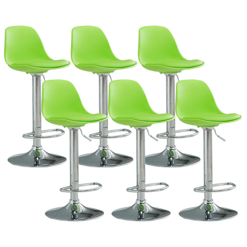 Contemporary Metal Barstool Low Back Faux Leather Cushion Footrest Stool