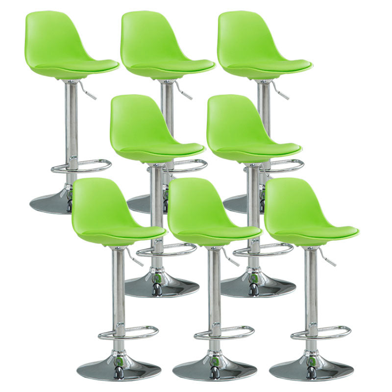 Contemporary Metal Barstool Low Back Faux Leather Cushion Footrest Stool