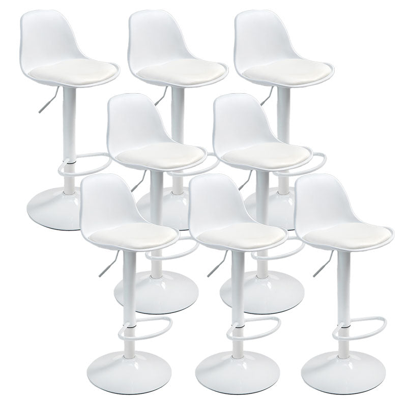 Contemporary Metal Barstool Low Back Faux Leather Cushion Footrest Stool