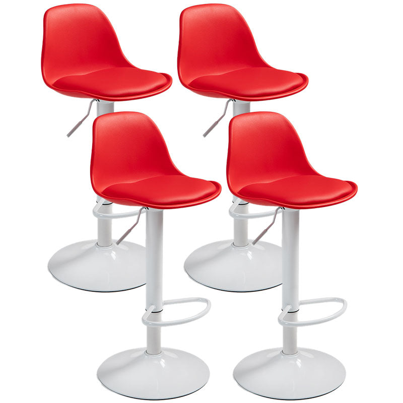 Contemporary Metal Barstool Low Back Faux Leather Cushion Footrest Stool