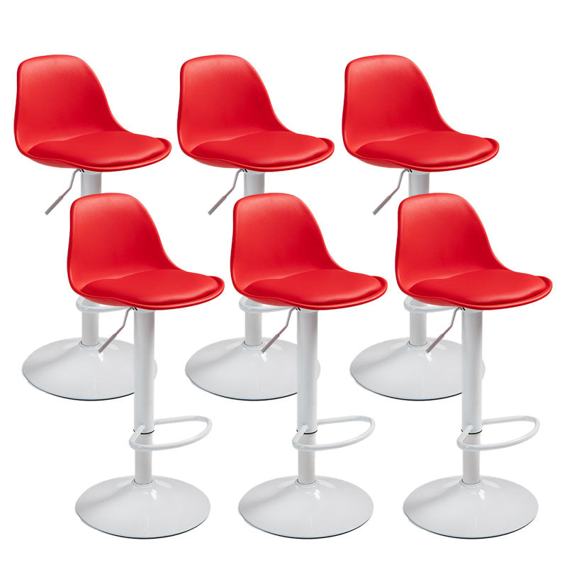 Contemporary Metal Barstool Low Back Faux Leather Cushion Footrest Stool