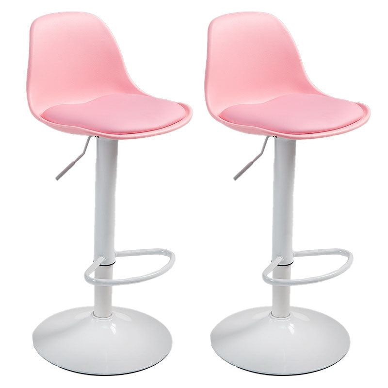 Contemporary Metal Barstool Low Back Faux Leather Cushion Footrest Stool