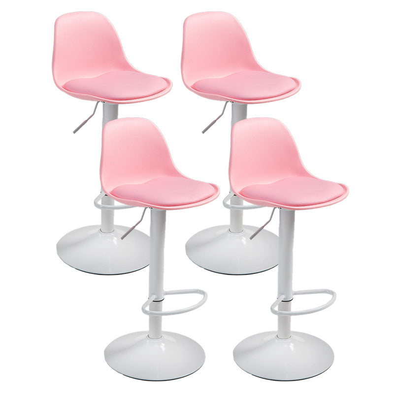 Contemporary Metal Barstool Low Back Faux Leather Cushion Footrest Stool