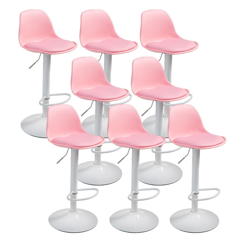 Contemporary Metal Barstool Low Back Faux Leather Cushion Footrest Stool