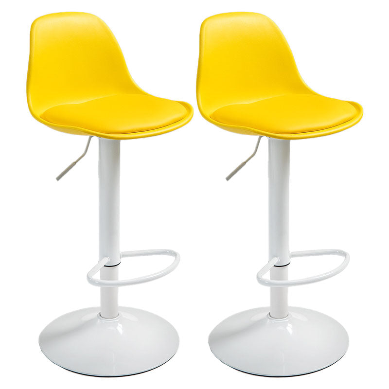 Contemporary Metal Barstool Low Back Faux Leather Cushion Footrest Stool