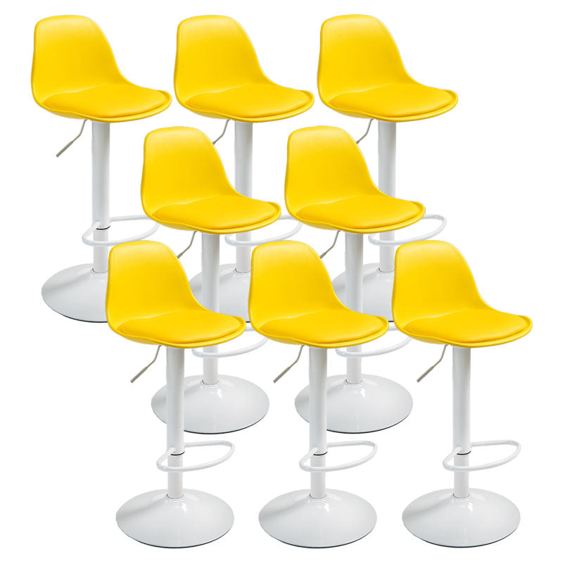 Contemporary Metal Barstool Low Back Faux Leather Cushion Footrest Stool