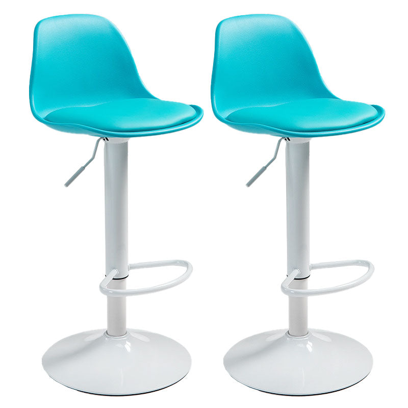 Contemporary Metal Barstool Low Back Faux Leather Cushion Footrest Stool