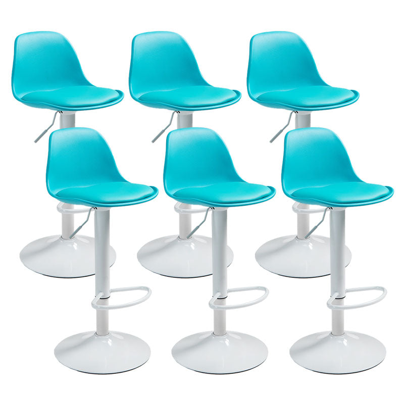 Contemporary Metal Barstool Low Back Faux Leather Cushion Footrest Stool