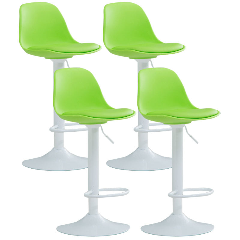 Contemporary Metal Barstool Low Back Faux Leather Cushion Footrest Stool