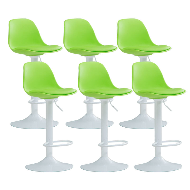 Contemporary Metal Barstool Low Back Faux Leather Cushion Footrest Stool