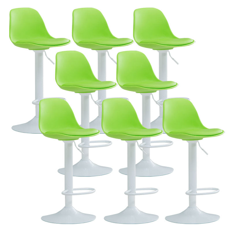 Contemporary Metal Barstool Low Back Faux Leather Cushion Footrest Stool