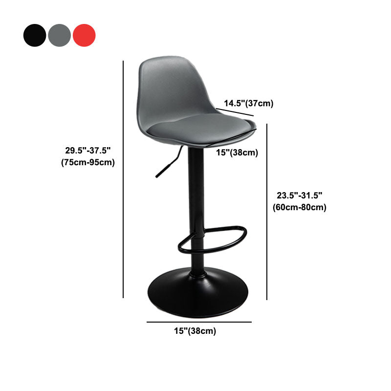 Contemporary Metal Barstool Low Back Faux Leather Cushion Footrest Stool