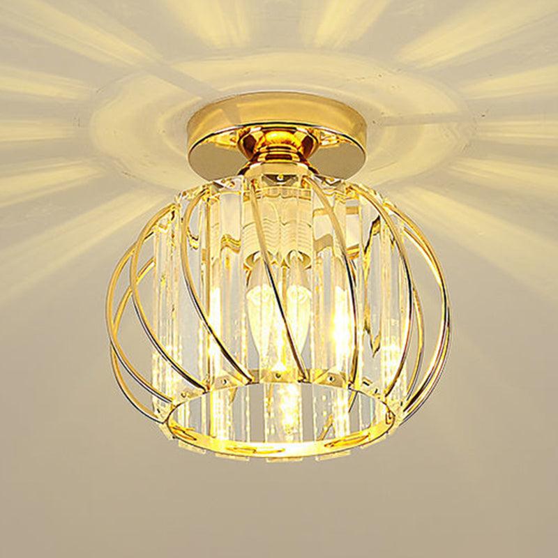 Modernism Ceiling Lighting Single Light Flush Mount Fixture with Crystal for Corridor