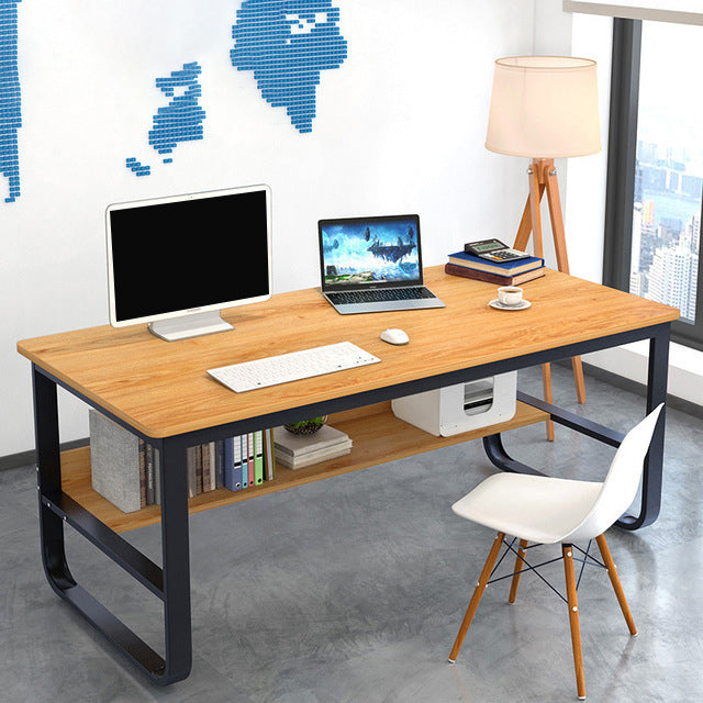 Metal and Wooden Writing Desk Industrial Rectangular Office Desk for Home