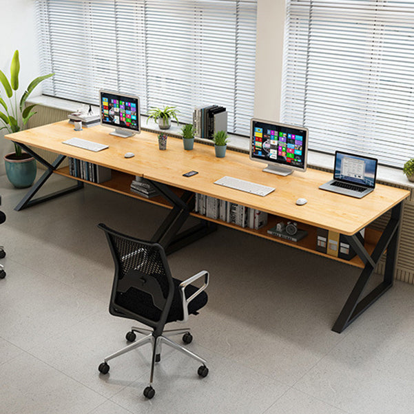 Metal and Wooden Writing Desk Industrial Rectangular Office Desk for Home