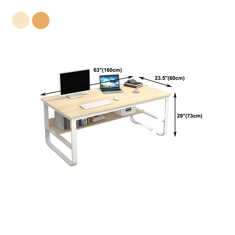 Metal and Wooden Writing Desk Industrial Rectangular Office Desk for Home