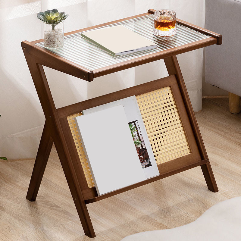 21.65" Tall Contemporary Style Side End Table Glass Sofa Side Accent Table