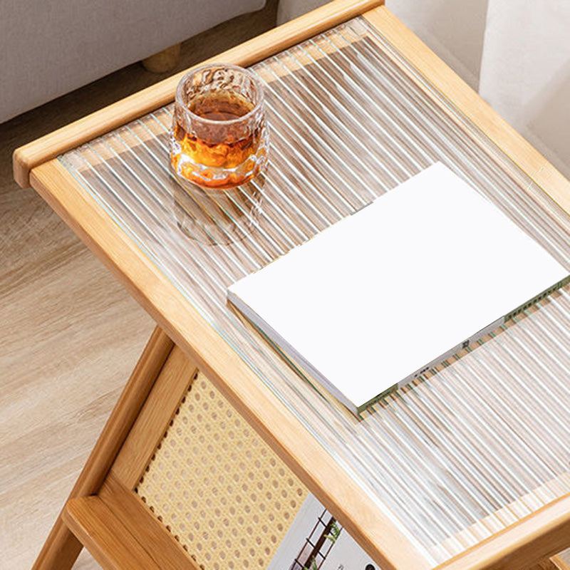21.65" Tall Contemporary Style Side End Table Glass Sofa Side Accent Table