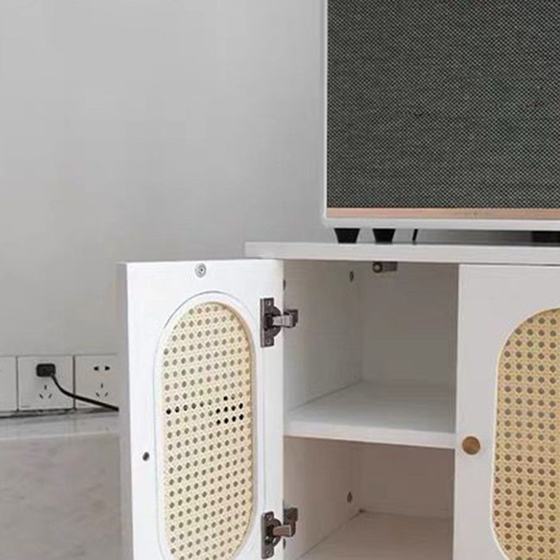 Contemporary Lower Shelf Nightstand Rattan Bedside Cabinet for Bedroom