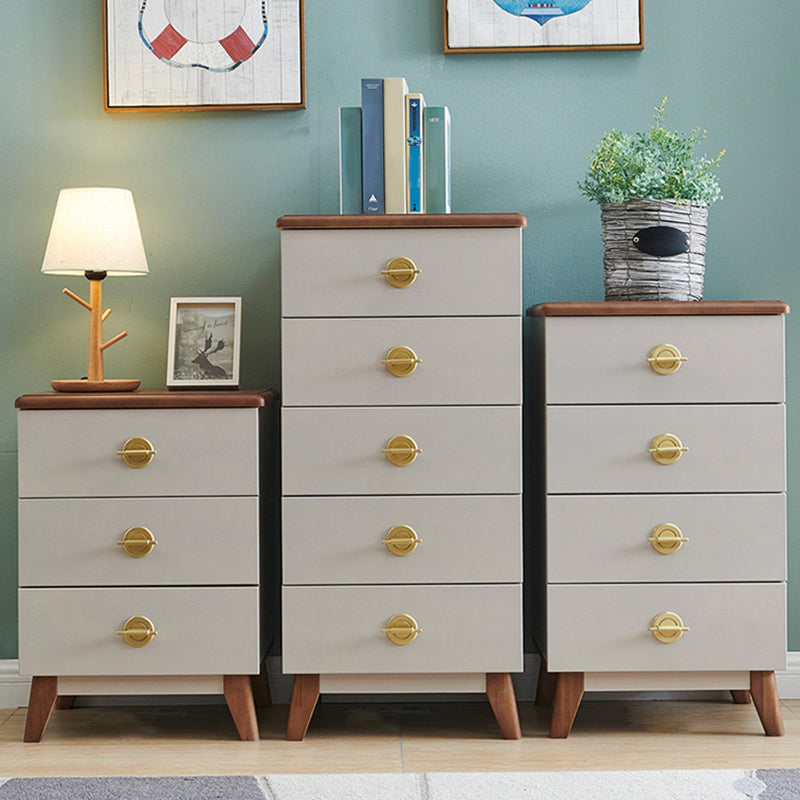 Contemporary Vertical Chest Bedroom Storage Chest in White with Drawers