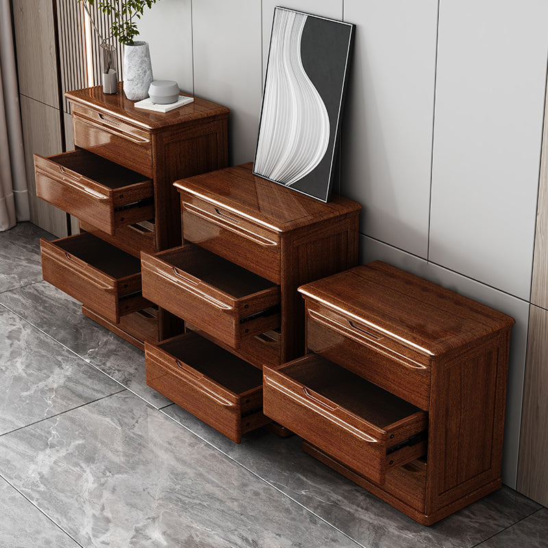 16.9" W Brown Storage Chest Dresser Walnut Vertical Storage Chest with Drawers