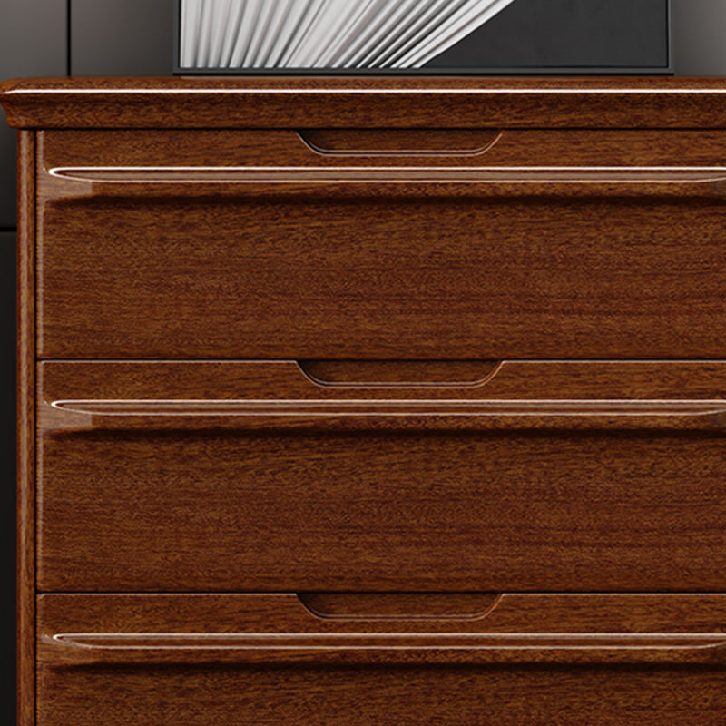 16.9" W Brown Storage Chest Dresser Walnut Vertical Storage Chest with Drawers