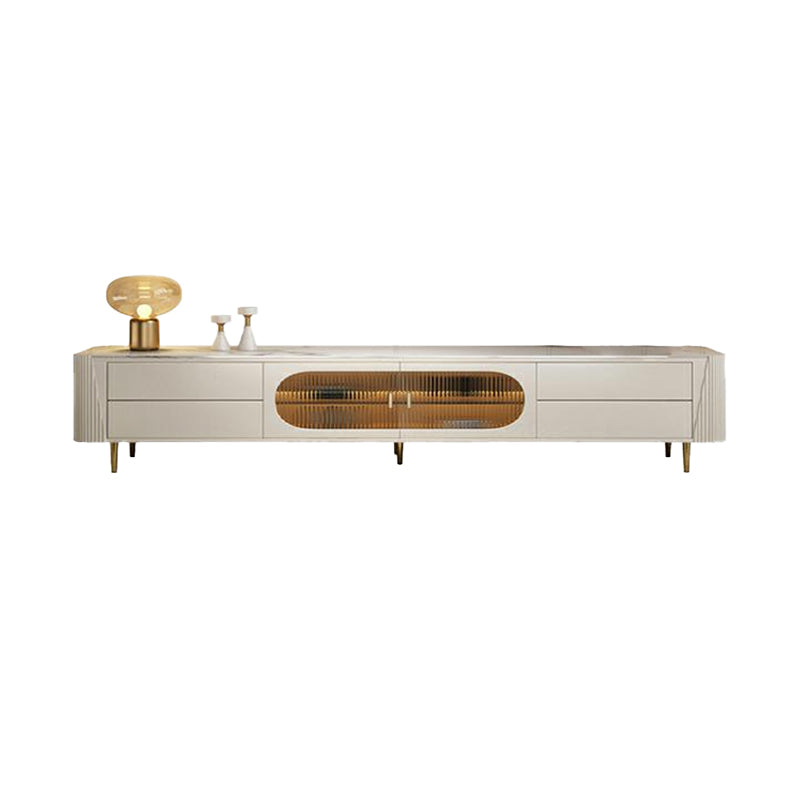 White Stone TV Stand Modern TV Media Stand with Legs for Living Room