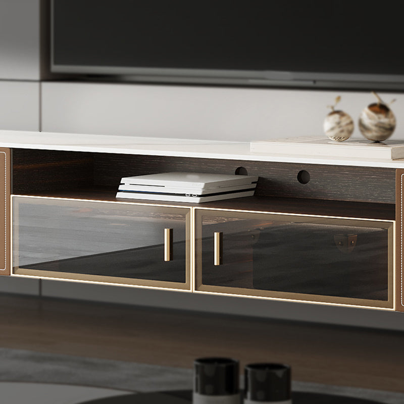 Wooden TV Stand Console Brown Modern Style TV Cabinet with Doors