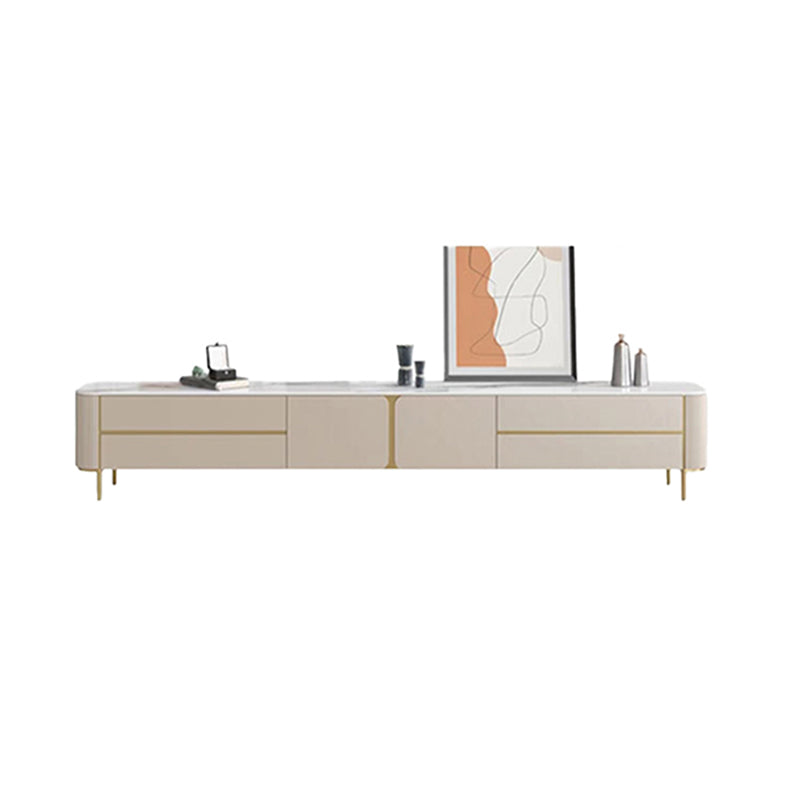 Modern Wooden TV Media Console Enclosed Storage White TV Console with Drawers