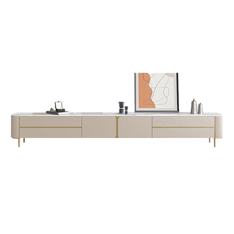 Modern Wooden TV Media Console Enclosed Storage White TV Console with Drawers