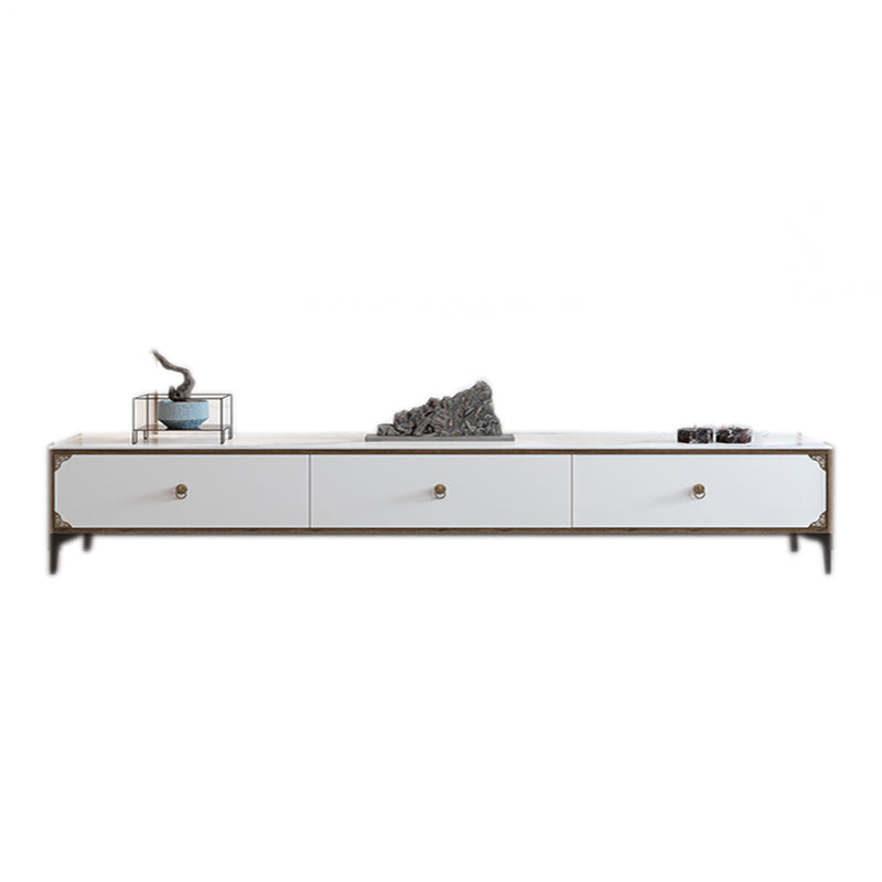 Stone Media Console TV Stand Contemporary TV Media Stand with 3 Drawers
