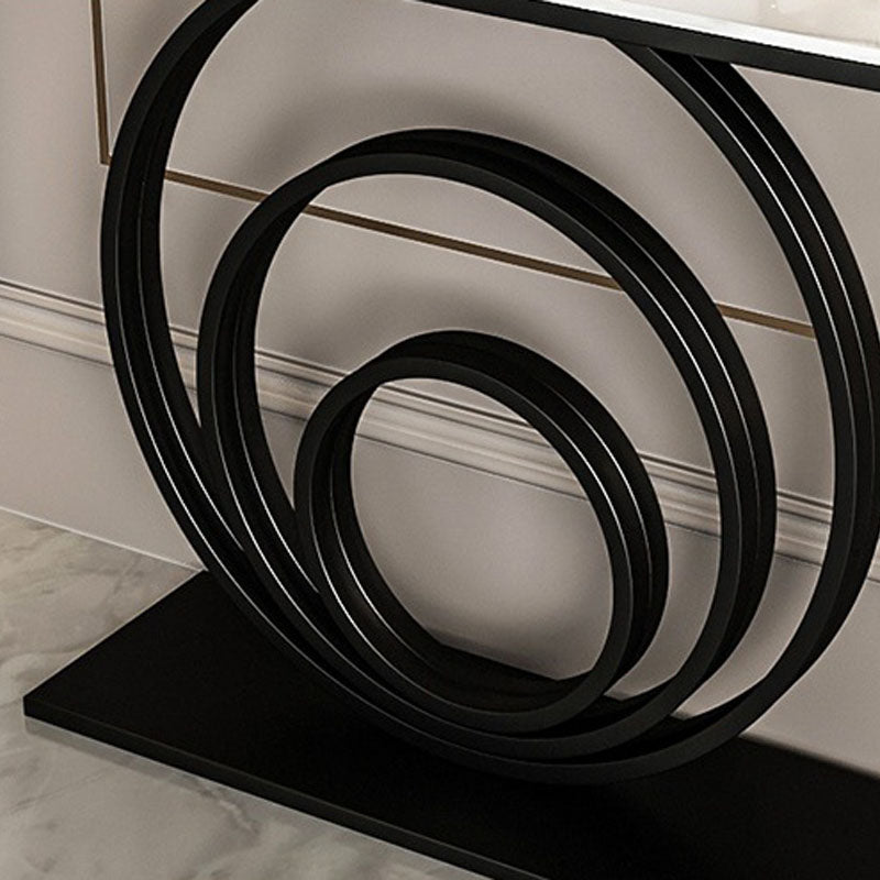 Modern Iron Console Sofa Table Half Moon Stone End Table for Hall