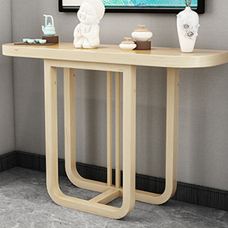 Pine Half Moon Console Table Mid-Century Modern 14" W Accent Table for Hall