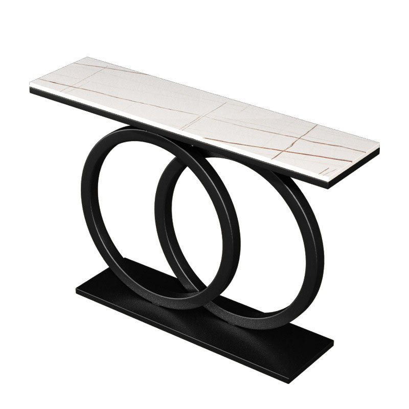Modern Stone Console Sofa Table Metal Rectangle End Table for Hall
