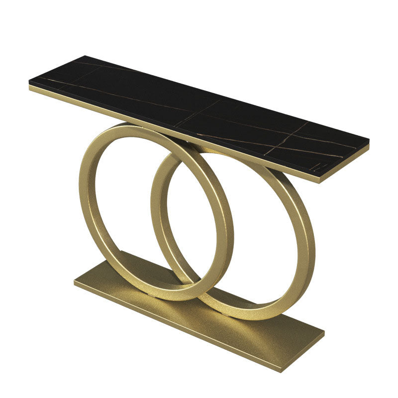 Modern Stone Console Sofa Table Metal Rectangle End Table for Hall