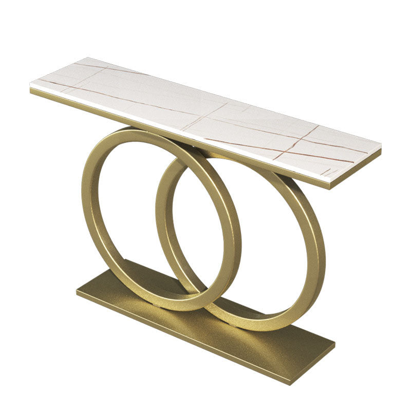 Modern Stone Console Sofa Table Metal Rectangle End Table for Hall