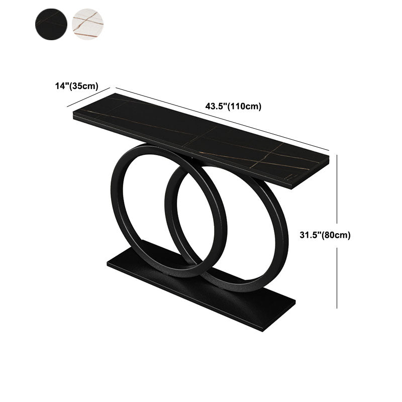 Modern Stone Console Sofa Table Metal Rectangle End Table for Hall