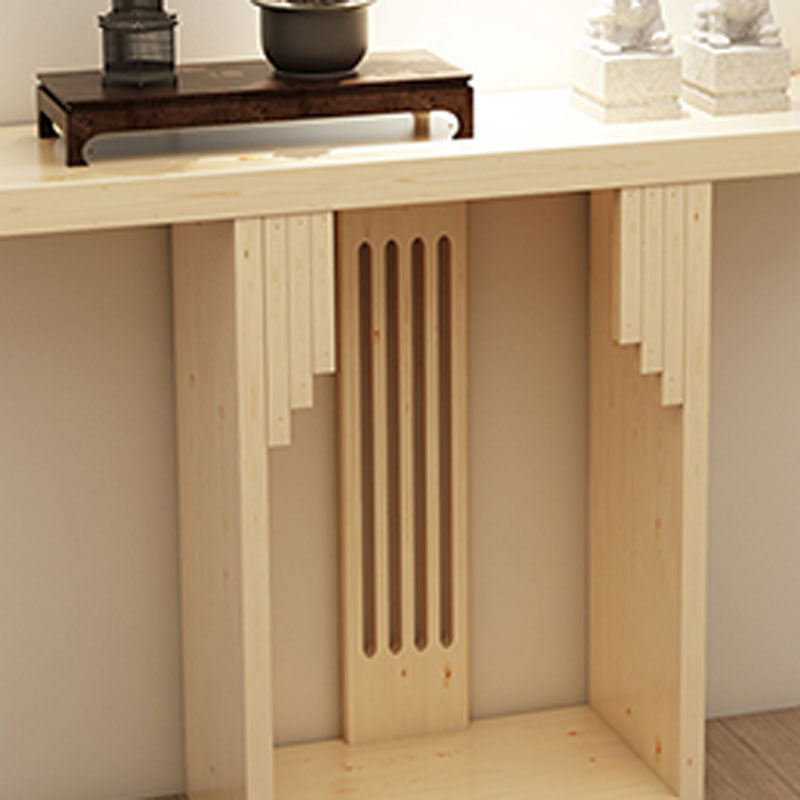 Pine Rectangle Console Table Mid-Century Modern 12" W Accent Table for Hall