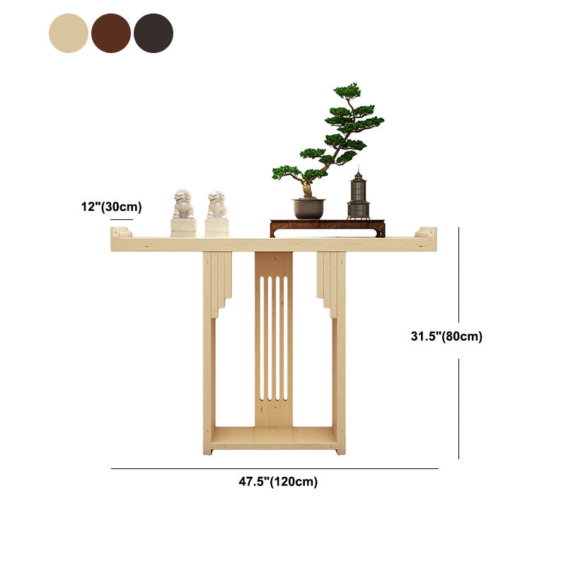 Pine Rectangle Console Table Mid-Century Modern 12" W Accent Table for Hall